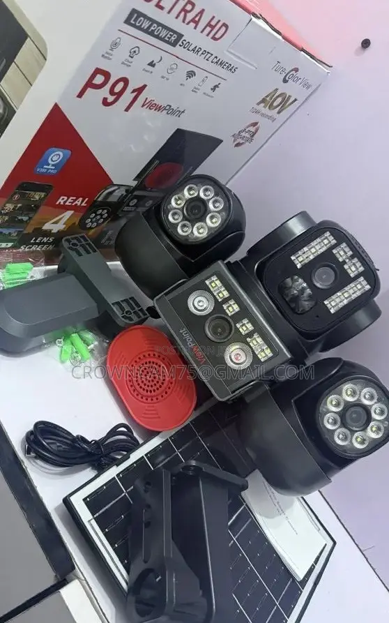 4Lens Rotational Solar CCTV Camera With Two Way Communication
