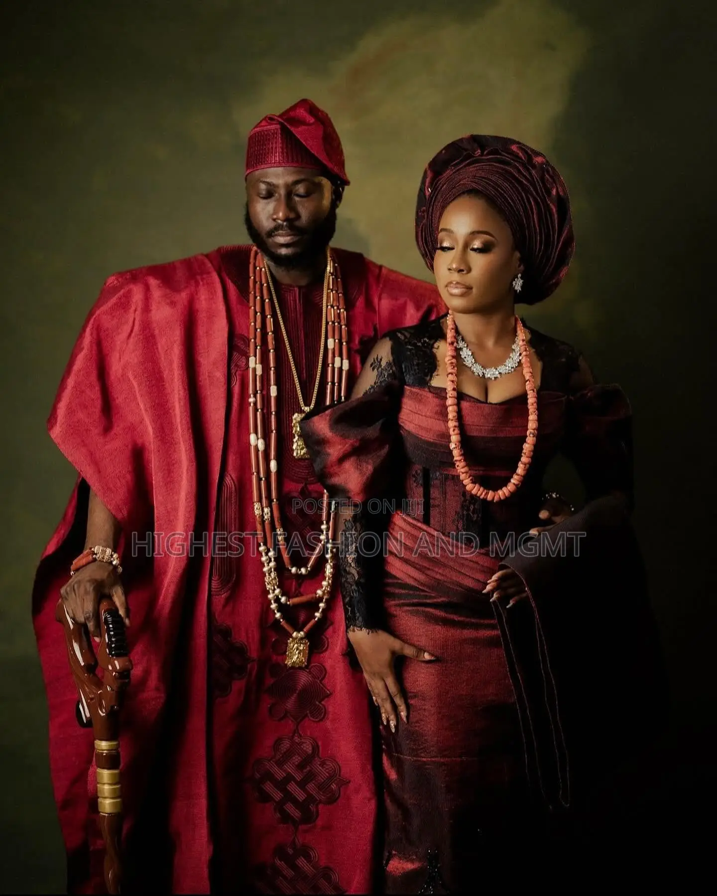 Structured Velvet Lace Crimson Gown Tailored Crimson Agbada