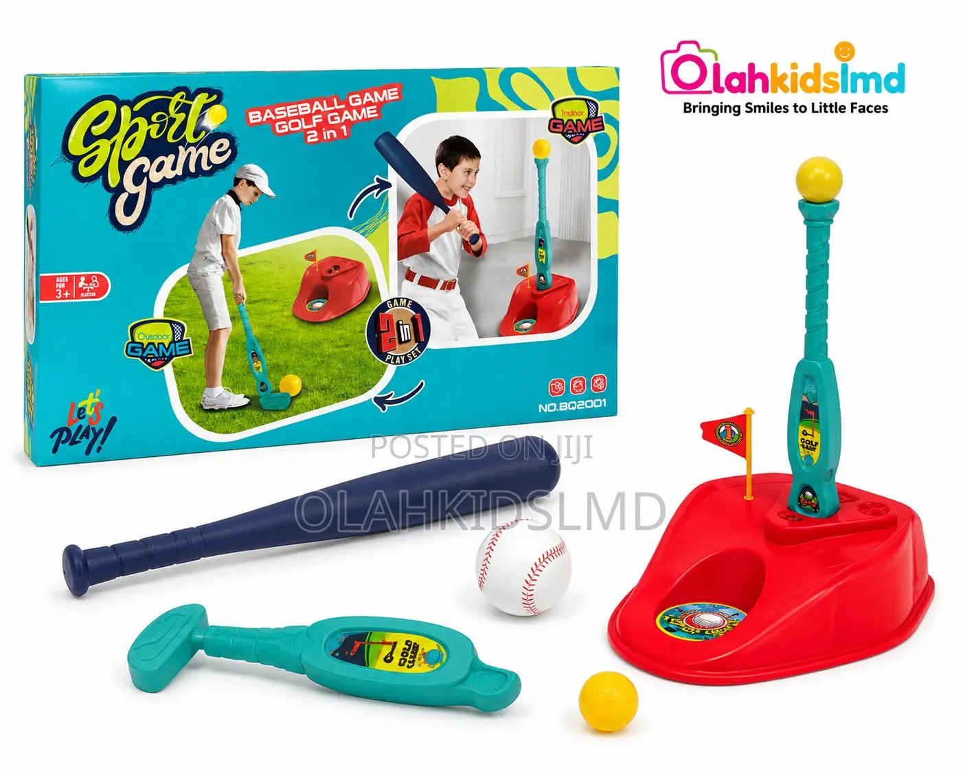 2-in-1 Baseball Golf Sport Game Set – Indoor/Outdoor, Ages 3+