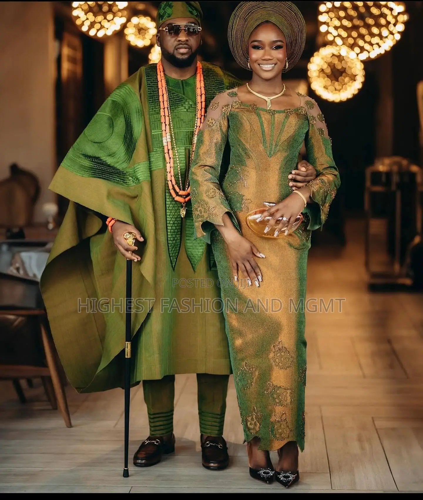 Metallic Bronze Olive Sculpted Gown Tailored Olive Agbada