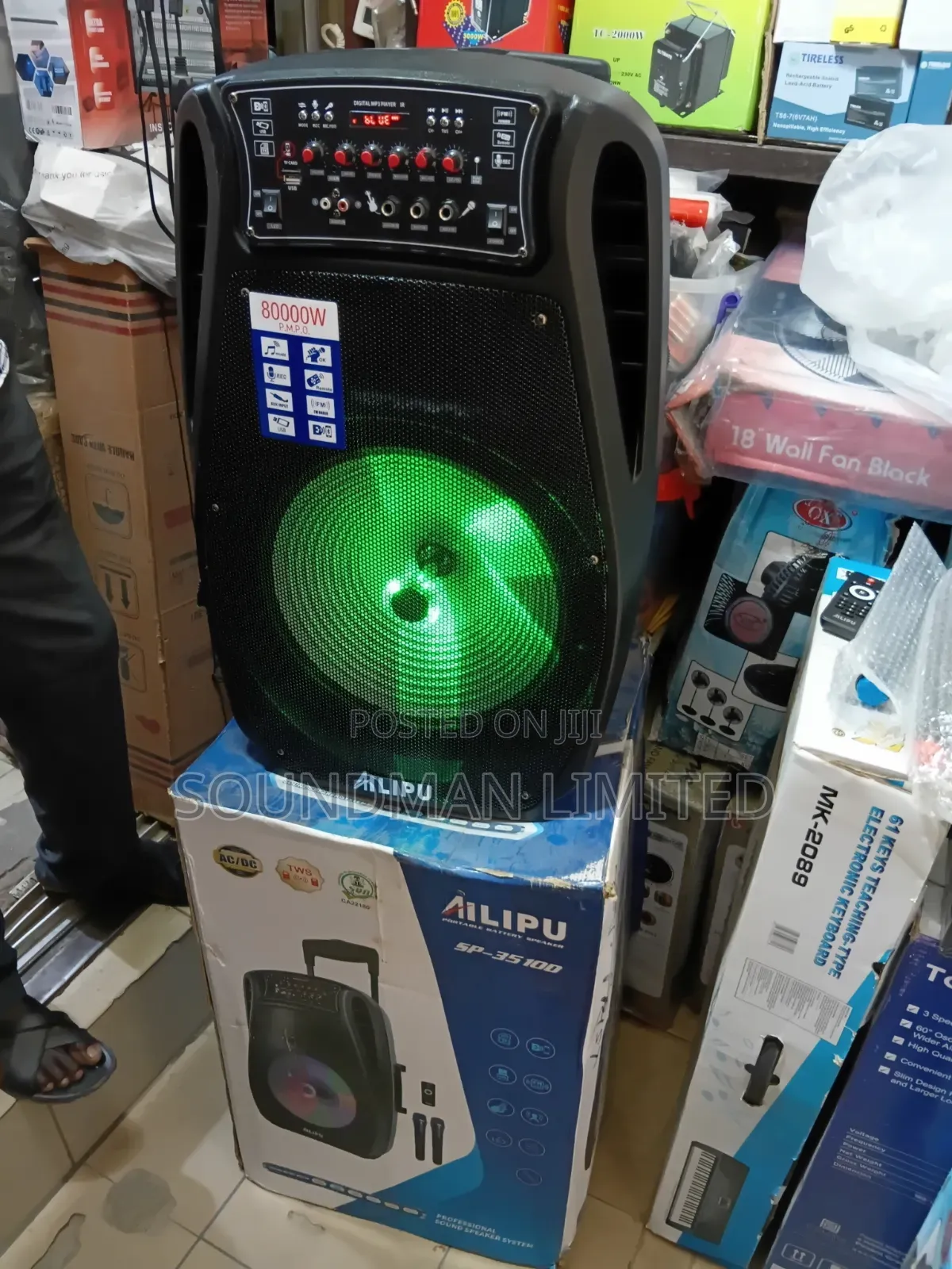 Ailipu Rechargeable PA System Speaker, 2 Mics, USB, Bluetooth SP-3510D