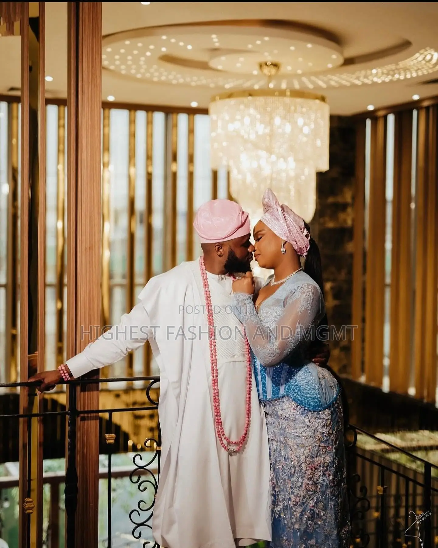 Azure Lace Silver Beaded Gown Tailored Azure Traditional Agbada