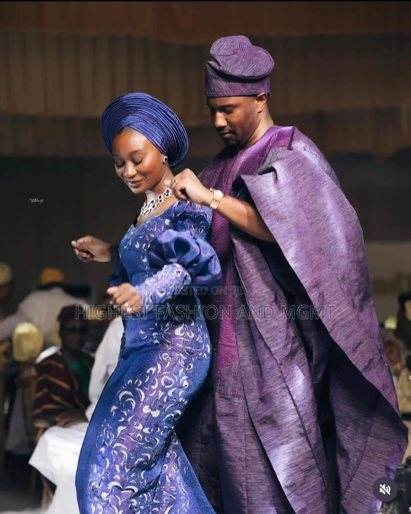 Royal Blue Lace Gown Tailored Purple Traditional Agbada