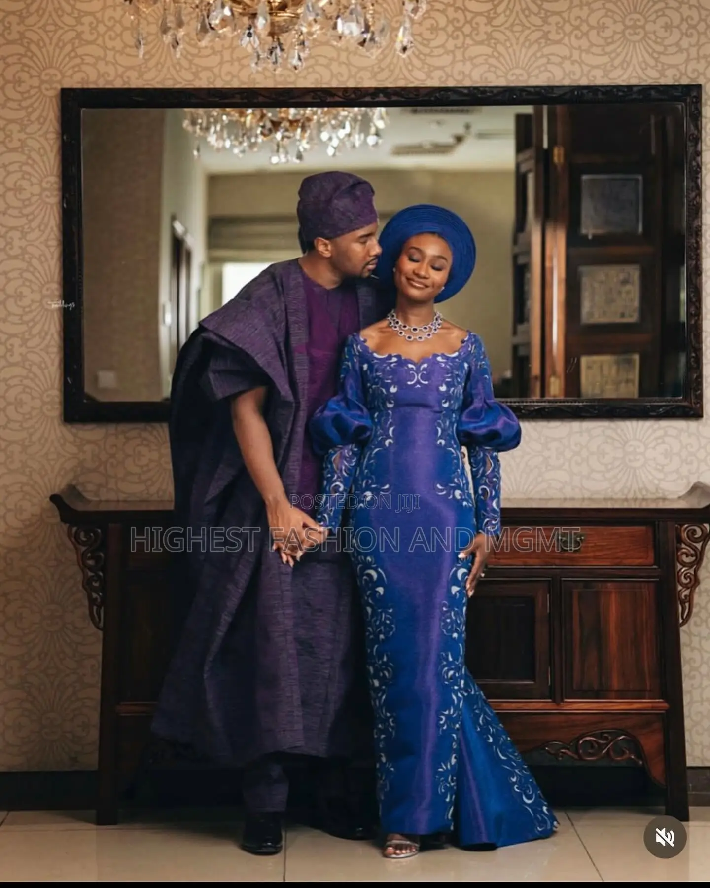 Royal Blue Lace Gown Tailored Purple Traditional Agbada