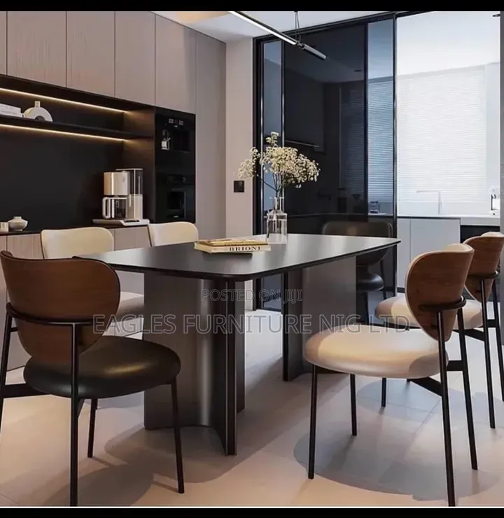Turkish Luxury Marble Dinning Table With 6 Pure Leather Seat