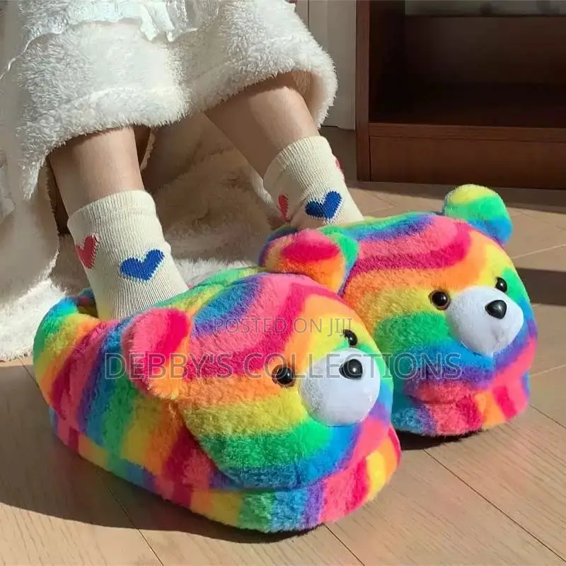 Rainbow Striped Indoor Slippers