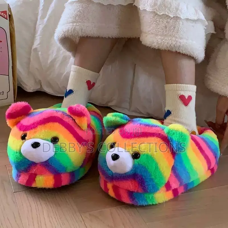 Rainbow Striped Indoor Slippers