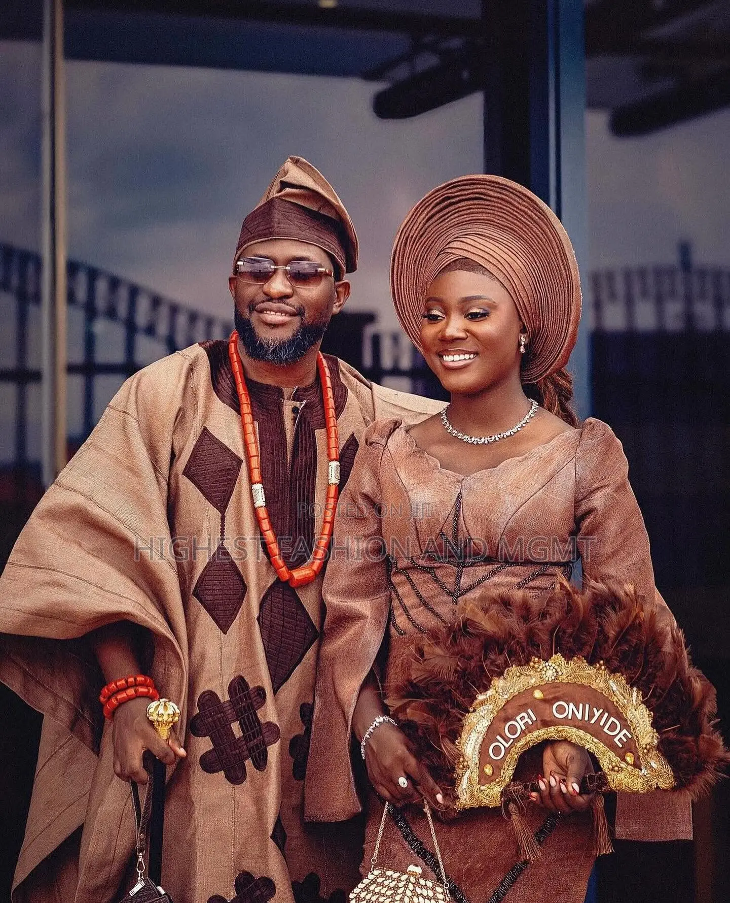 Structured Brown Velvet Silk Gown Traditional Earth-Tone Agbada