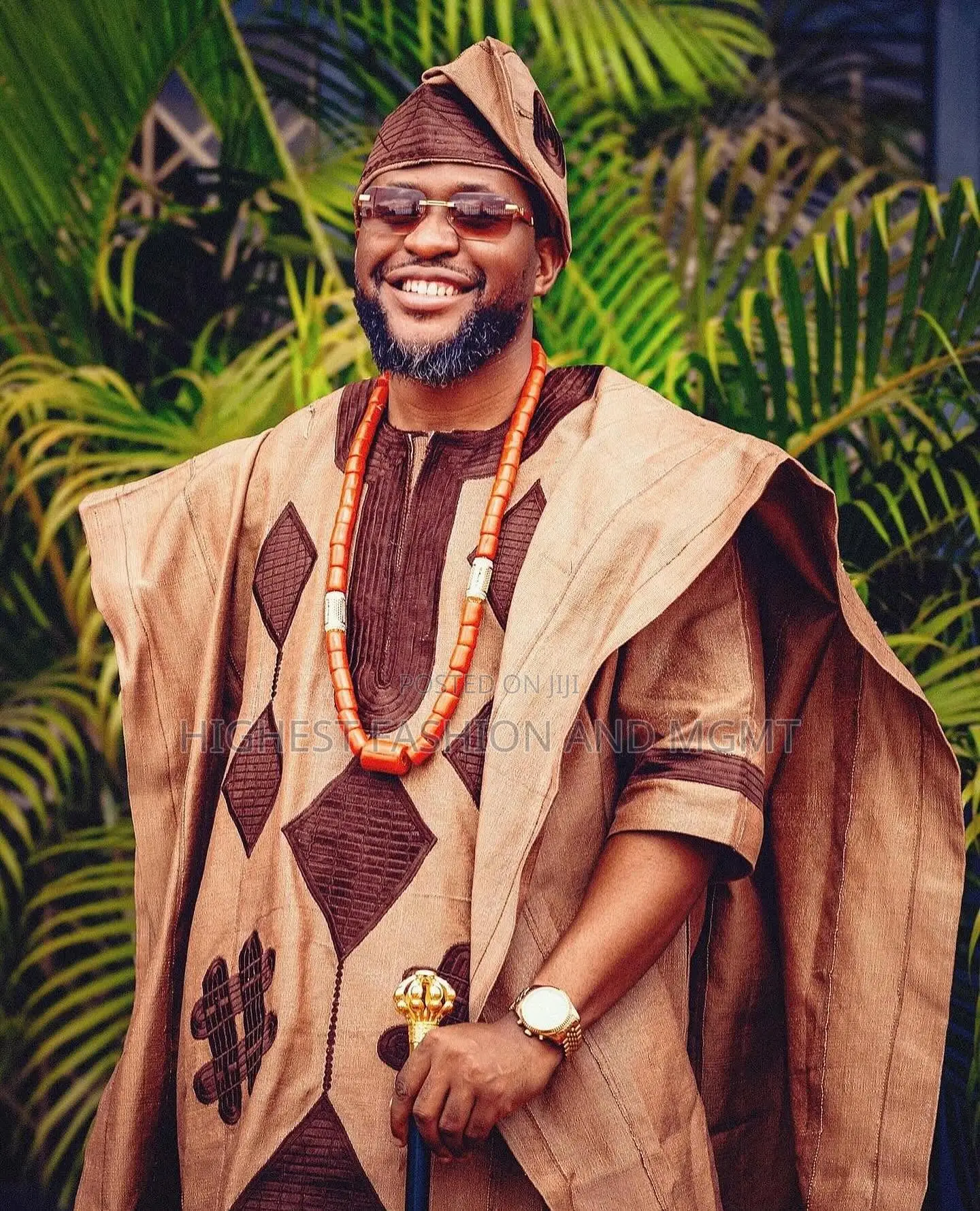 Structured Brown Velvet Silk Gown Traditional Earth-Tone Agbada