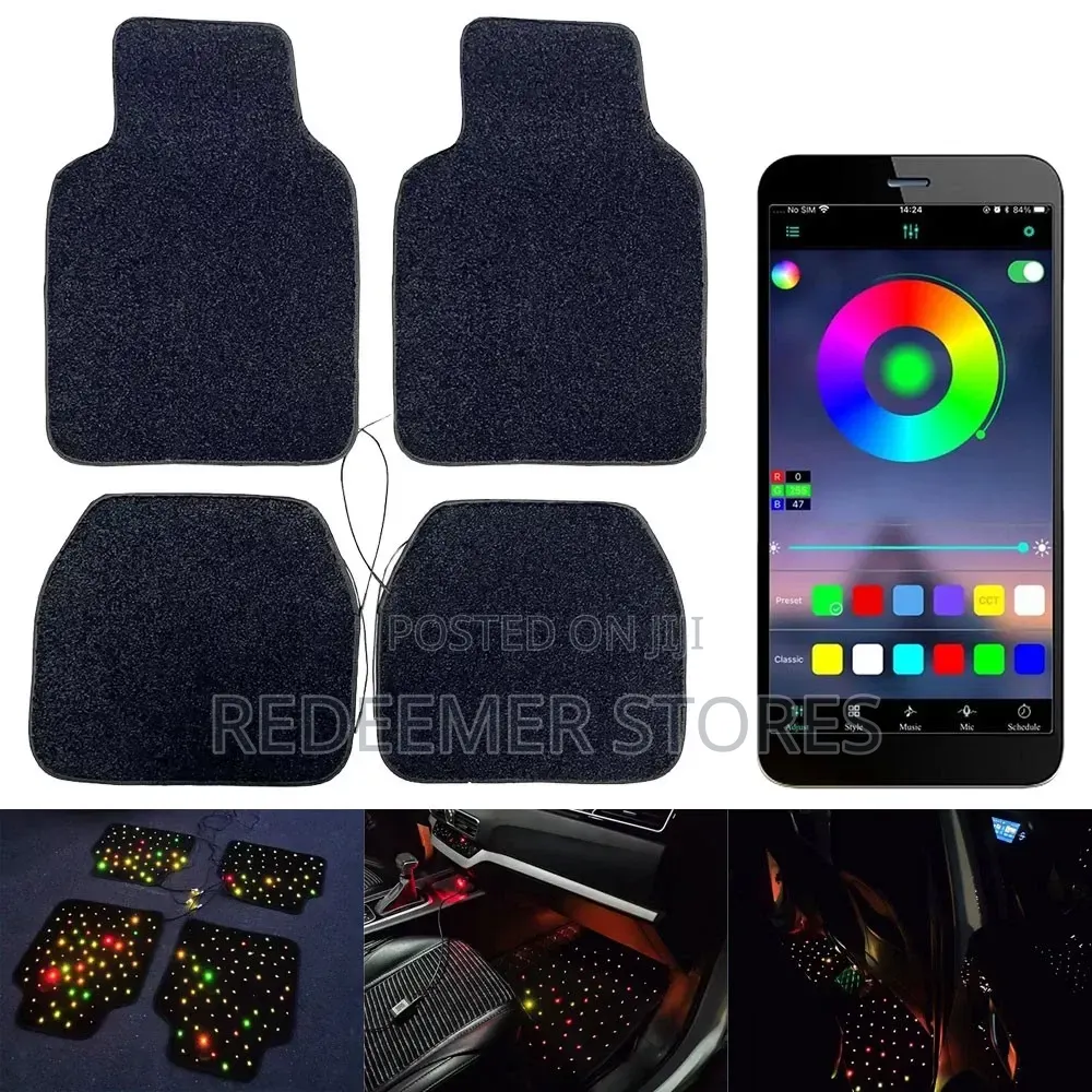 Universal Car Floor Mats Star Light / LED Rugs With Remote Control