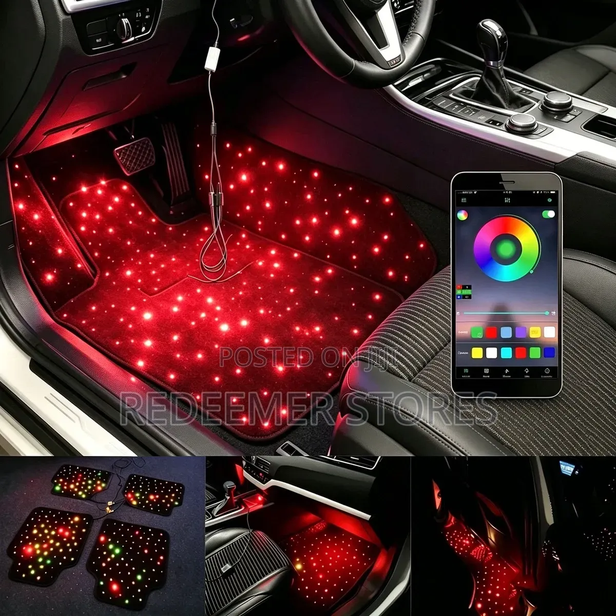 Universal Car Floor Mats Star Light / LED Rugs With Remote Control