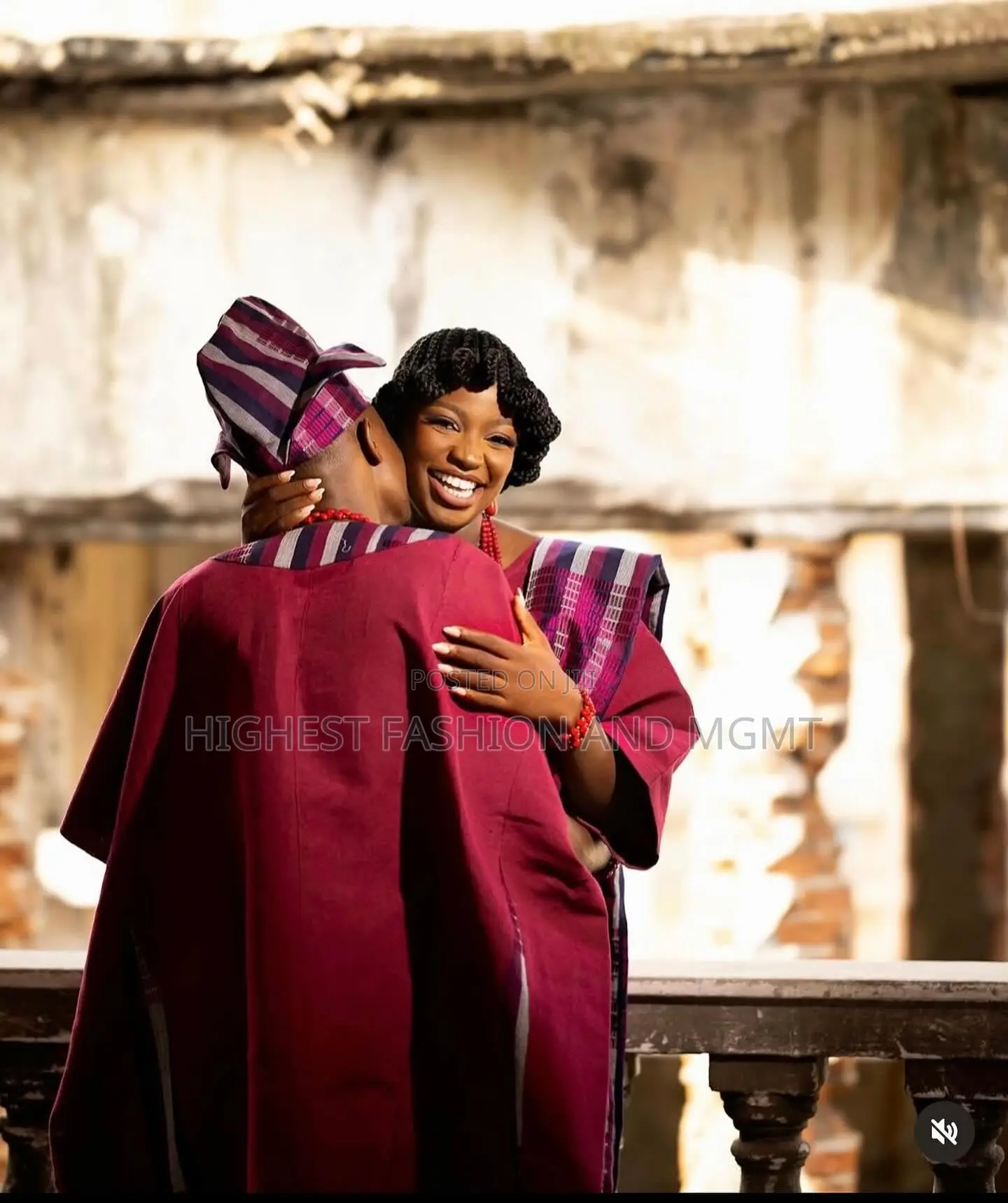 Aso Oke Ensemble With Indigo Striped Accents