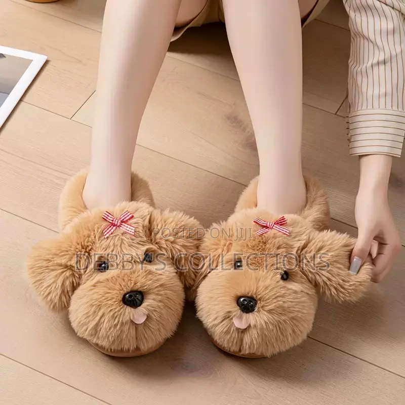 Cute Teddy Bear Plush Slippers