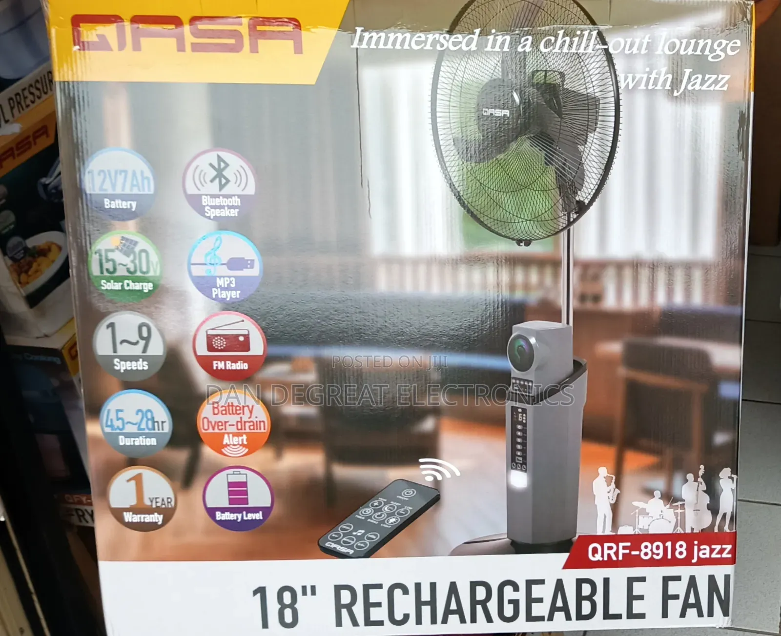 Qasa 18" Rechargeable Fan QRF-8918 Jazz