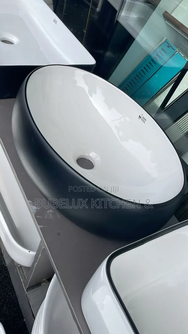 Brand New NEW IDEAL Oval Countertop Basin - White + Matte Black
