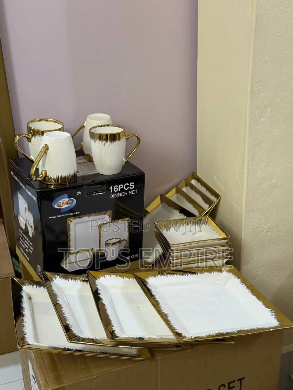 16PCS High-Quality European Luxury Ceramic Stoneware Dinner Set