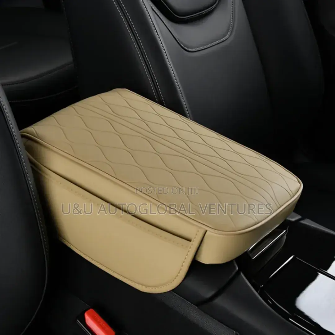 Premium Leather Armrest Cushion With Embroidery and Tissue Box Design