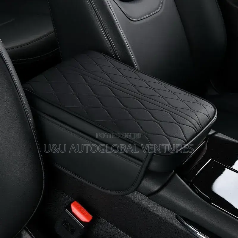 Premium Leather Armrest Cushion With Embroidery and Tissue Box Design