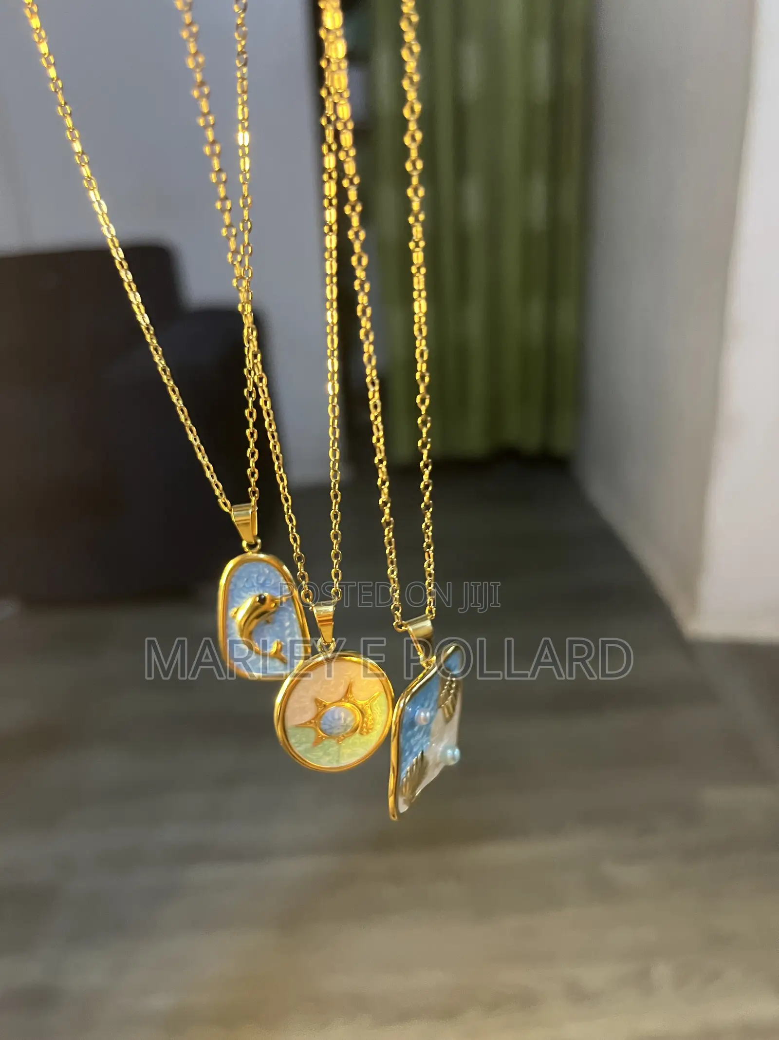 2 in 1 Front and Back 14karat Gold Stylish Unisex Colors Necklace