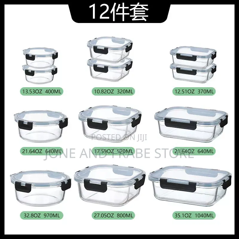 12pcs Borosilicate Glass Food Storage Containers