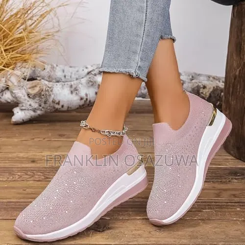 Women's Rhinestone Slip-on Wedge Sneakers