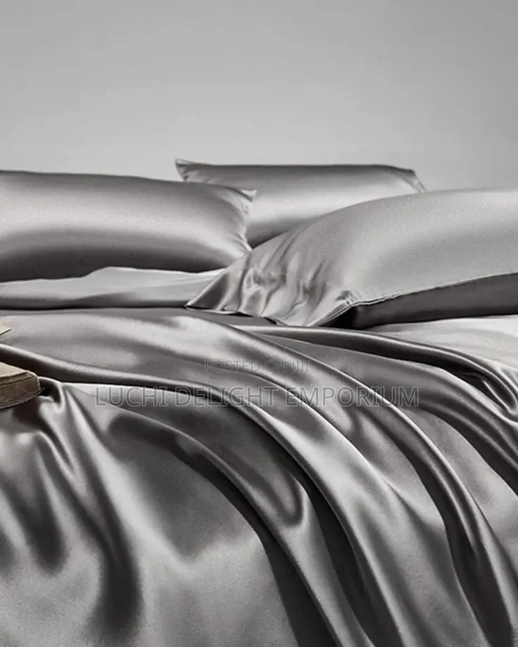 Double Fiber Light Gray Silk Polish Duvet Set –Soft, Elegant -6/6