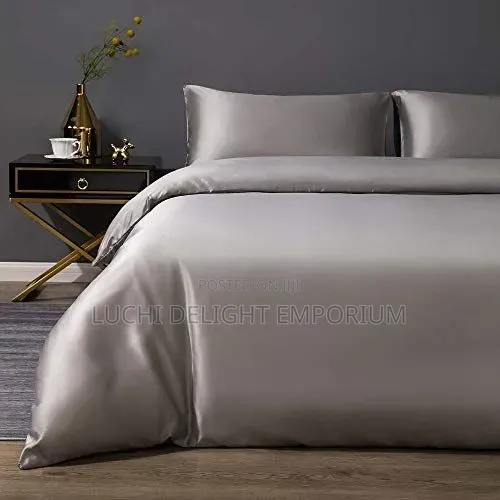 Double Fiber Light Gray Silk Polish Duvet Set –Soft, Elegant -6/6