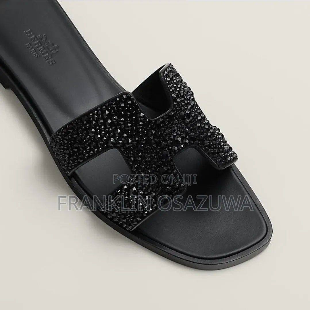 Hermes Women's Rhinestone Flat Slippers