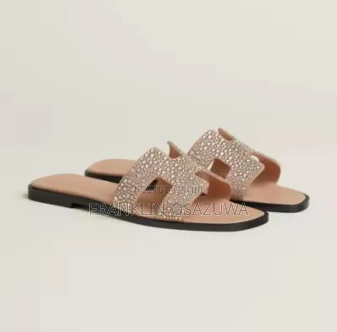 Hermes Women's Rhinestone Flat Slippers
