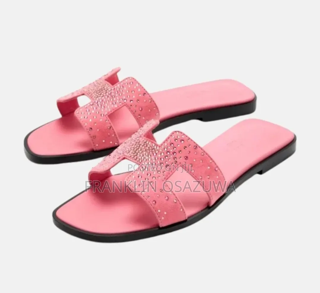 Hermes Women's Rhinestone Flat Slippers