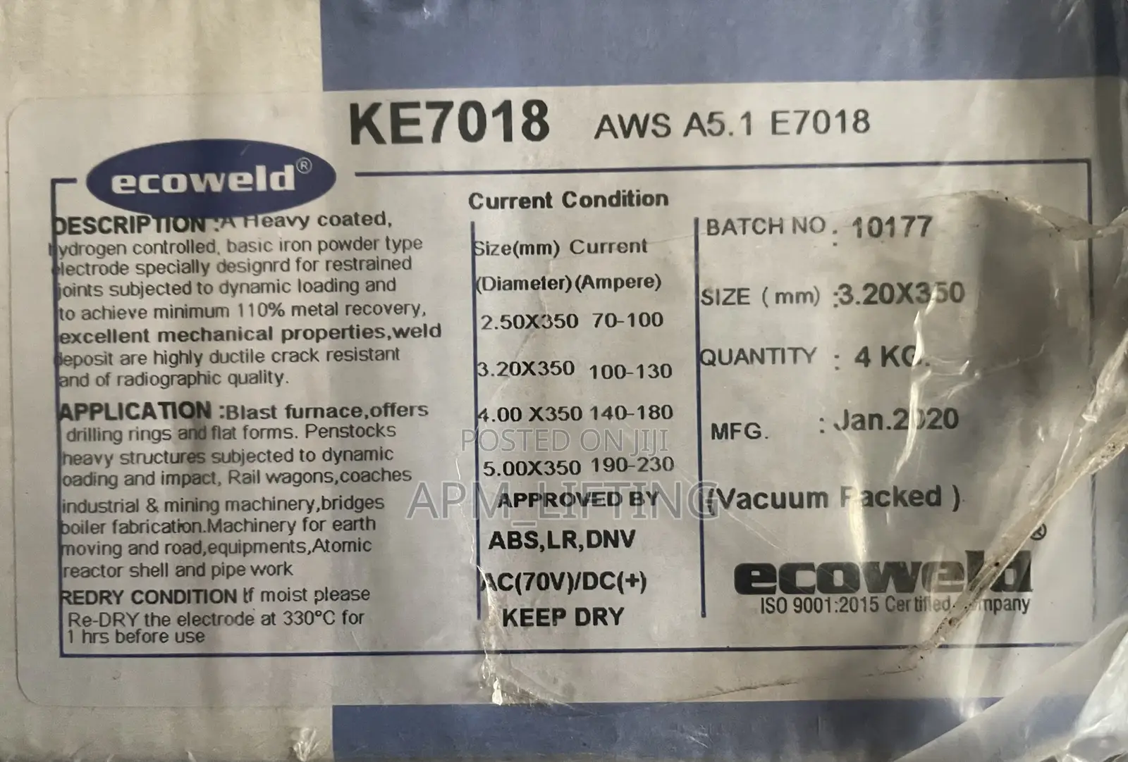 A Pack 3.2 X 350 Ecoweld KE7018 Welding Electrodes.