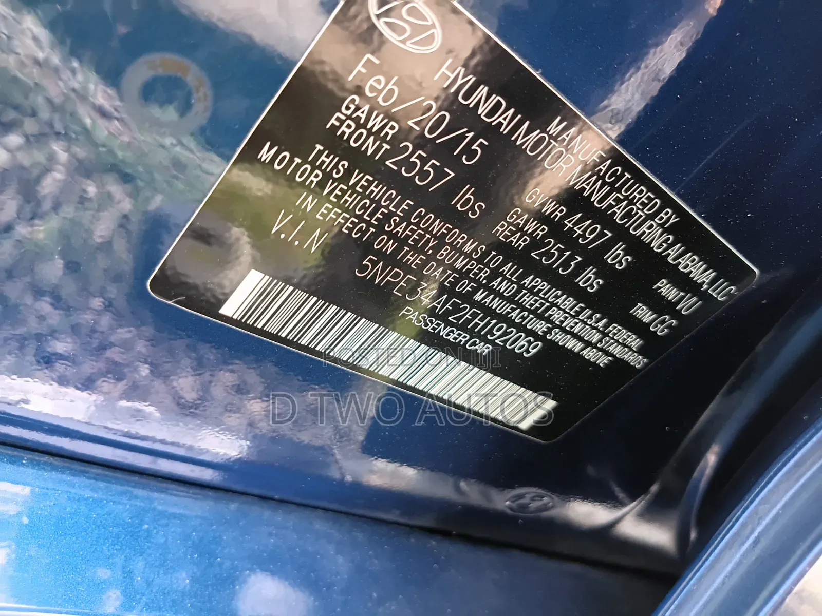 Hyundai Sonata 2015 Blue