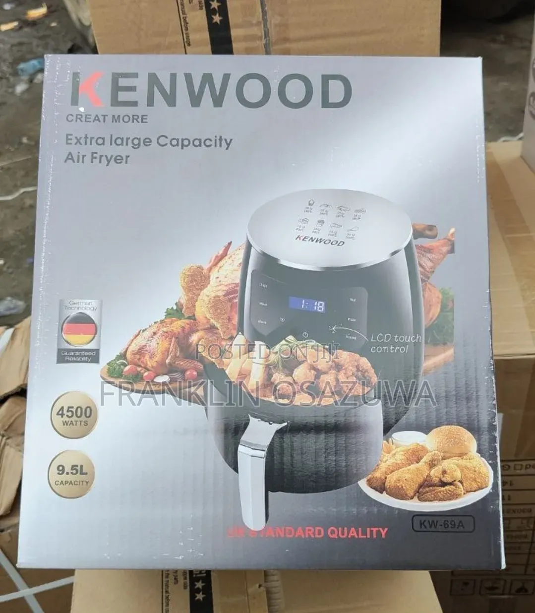 9.5L Kenwood Extra Large Capacity Air Fryer KW-69A , 4500W, LCD