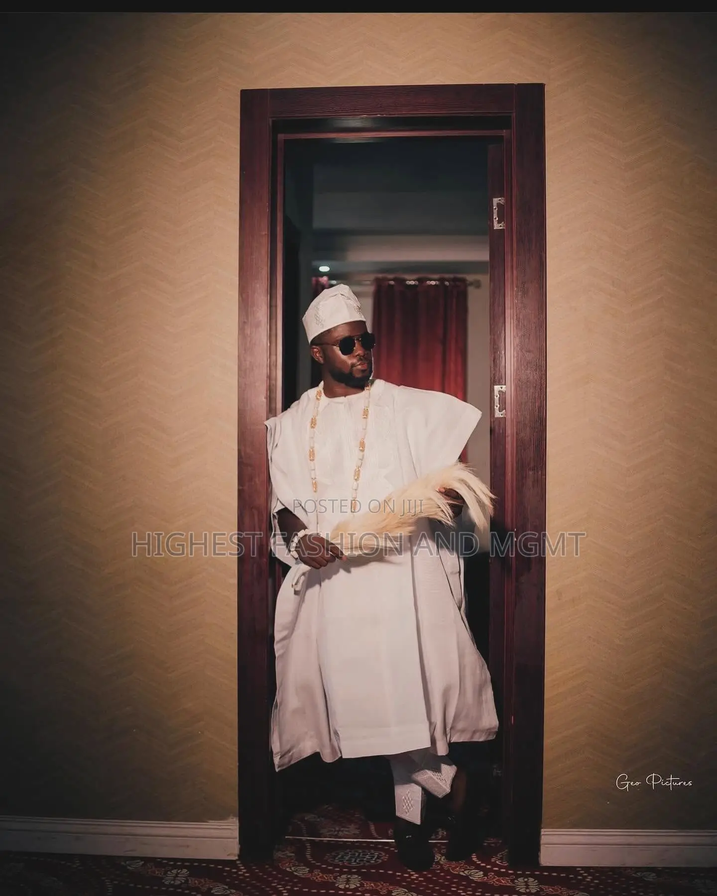White Gown With Matching Gele Traditional White Agbada Set