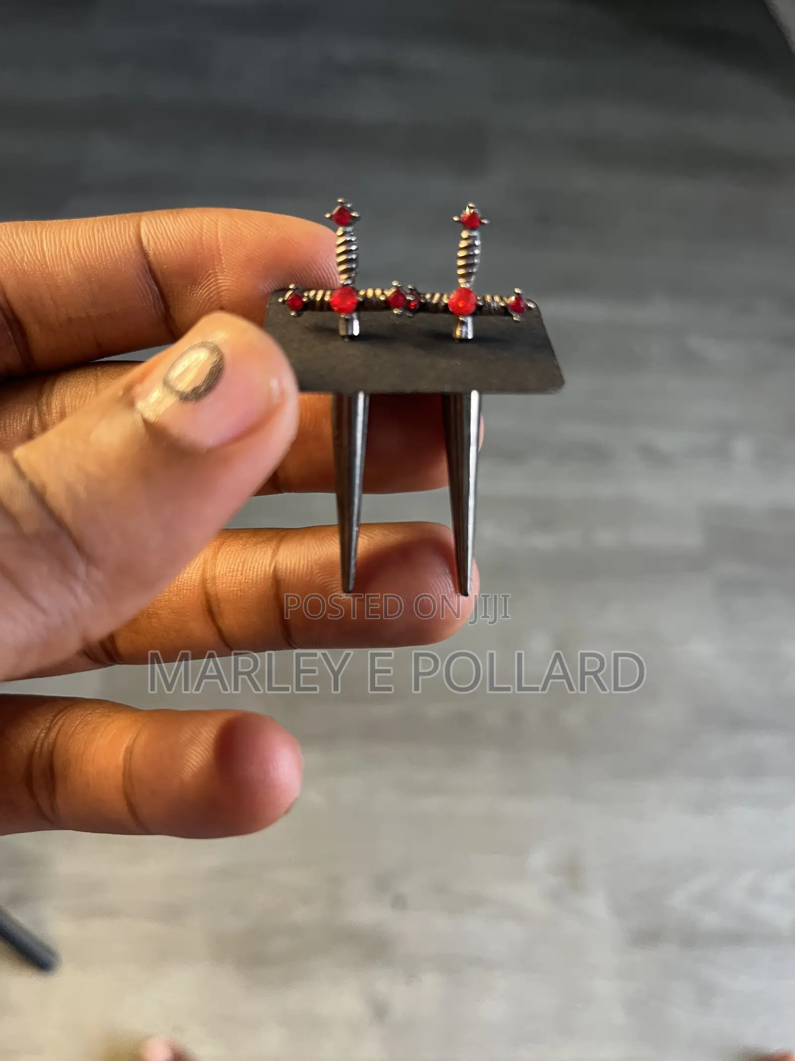 Chrome Hearts Sword Red Earrings