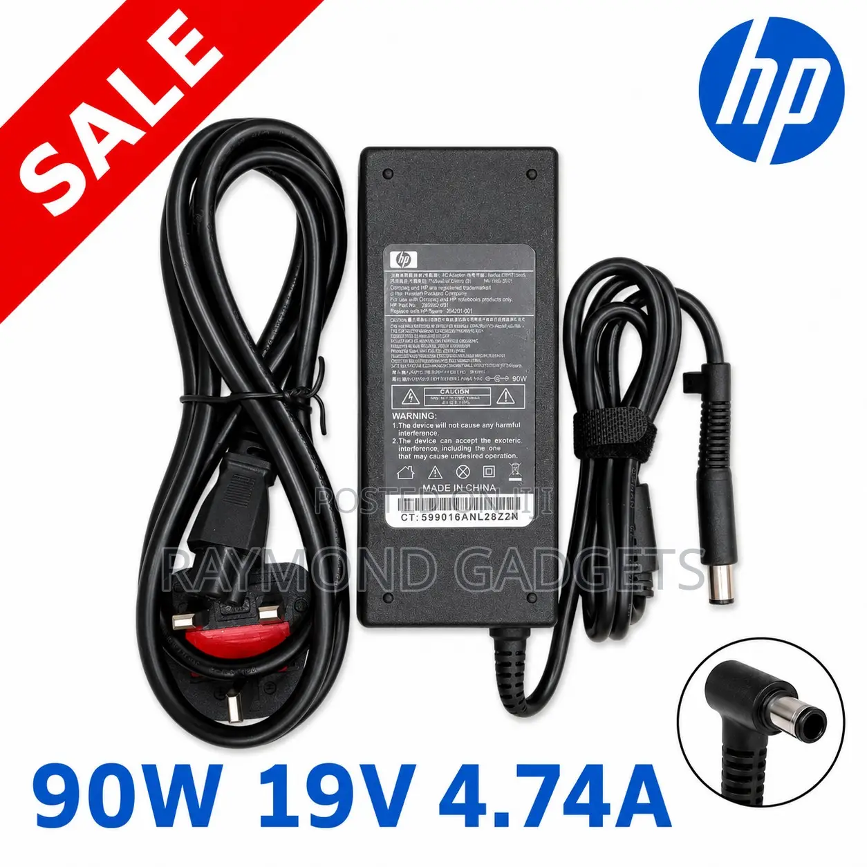 HP 90W Big Tip Laptop Charger – 19V 4.74A Big Mouth Adapter