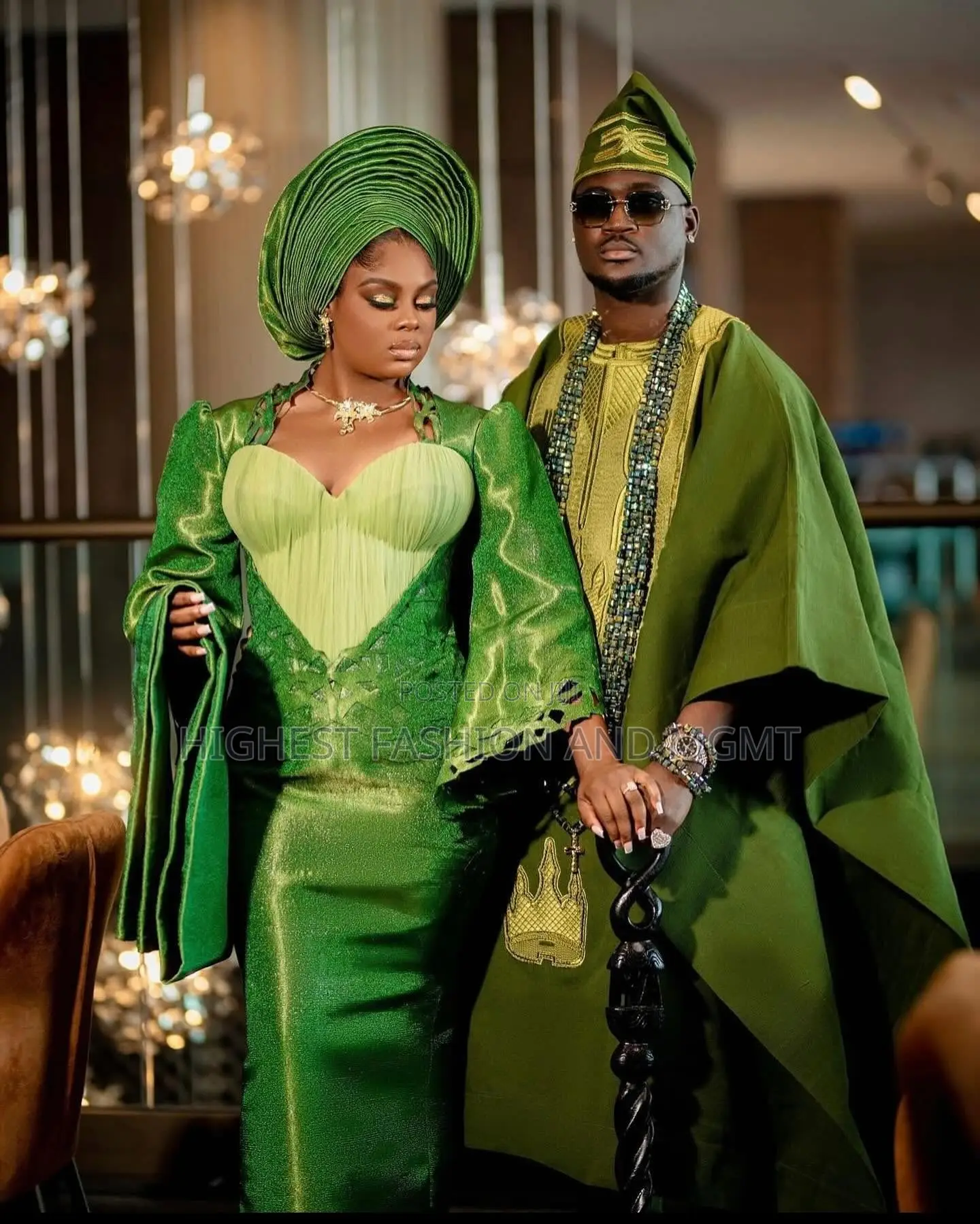 Luxury Forest Lime Green Traditional Couple Set