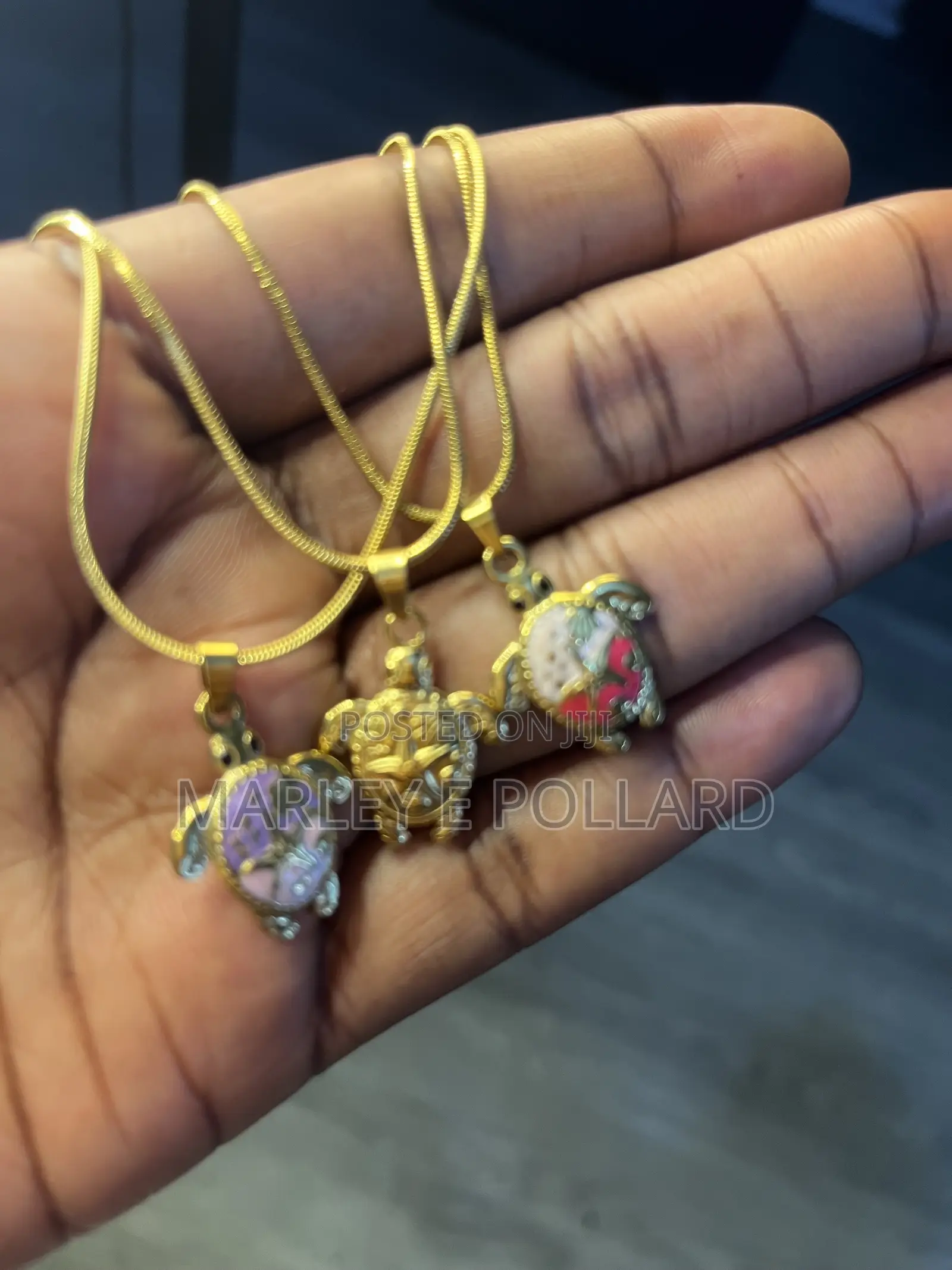 Turtle 18kt Gold Colorful Pendant Necklace