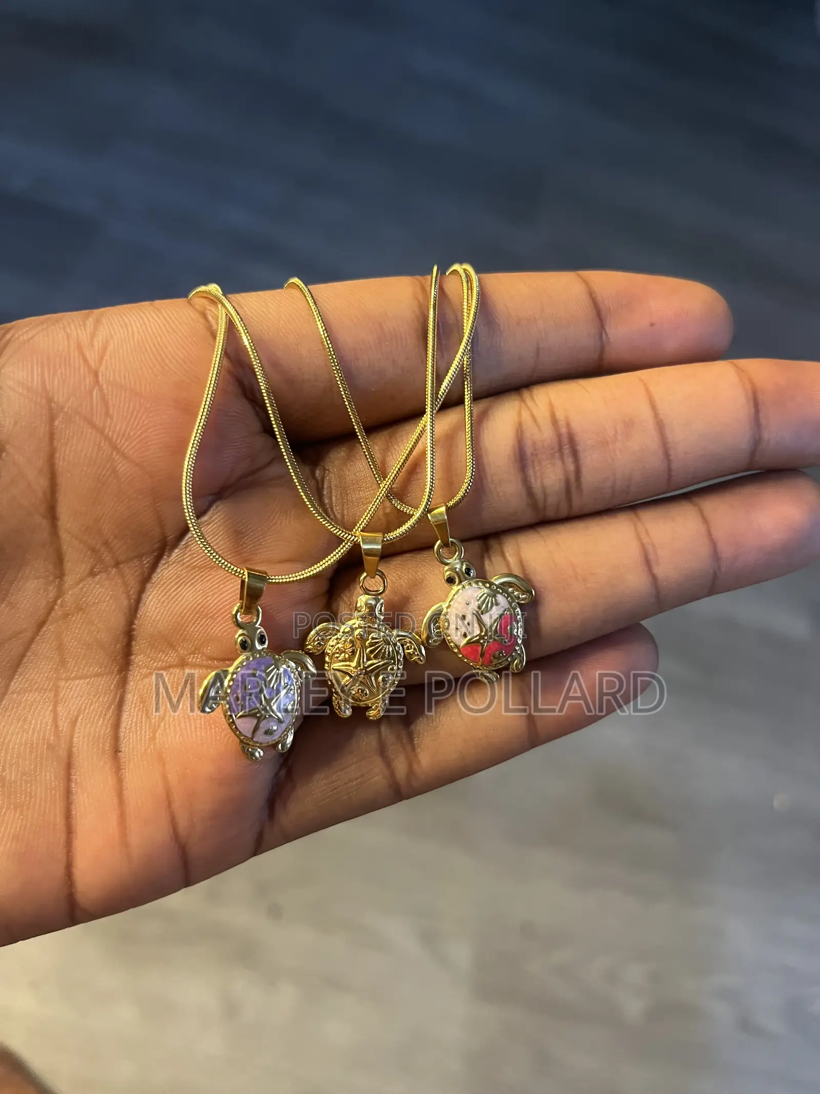 Turtle 18kt Gold Colorful Pendant Necklace