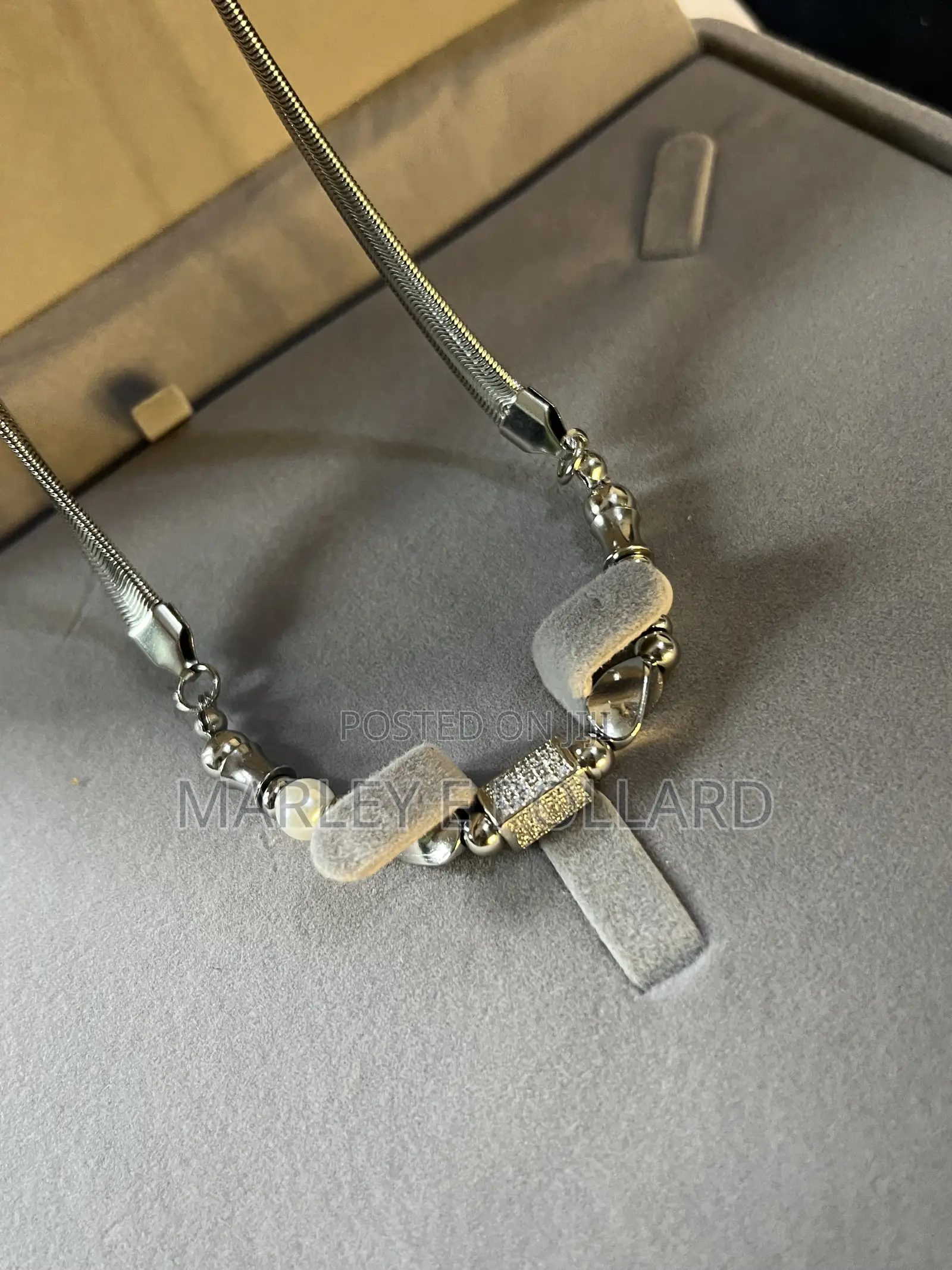 Mobius Ring Bone Necklace for Men Woman Non Fading Titanium Chain