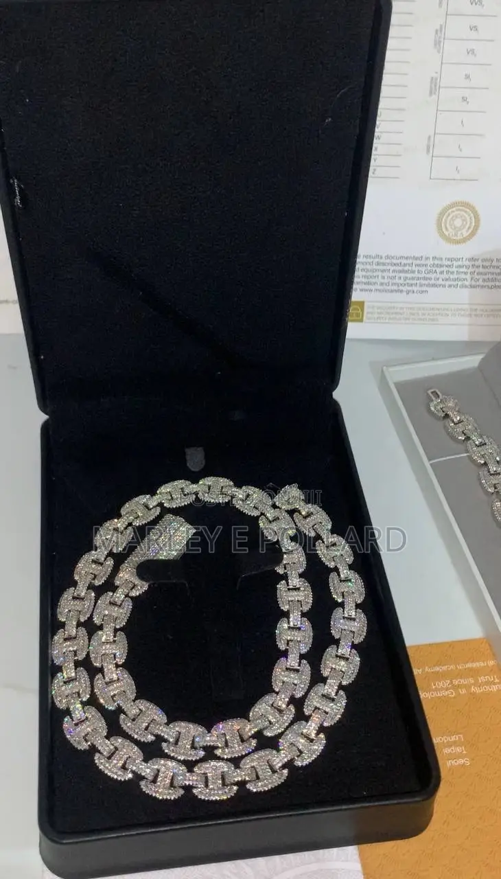 VVS Moissanite Diamond Necklace Baguette-Cut 925 Sterling Silver.