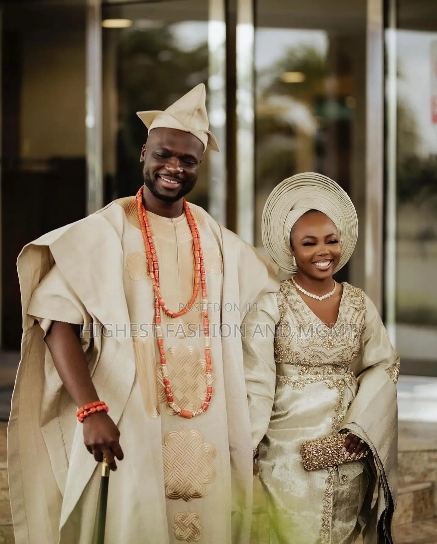 Champagne Gold Lace Gown With Gele Champagne Agbada