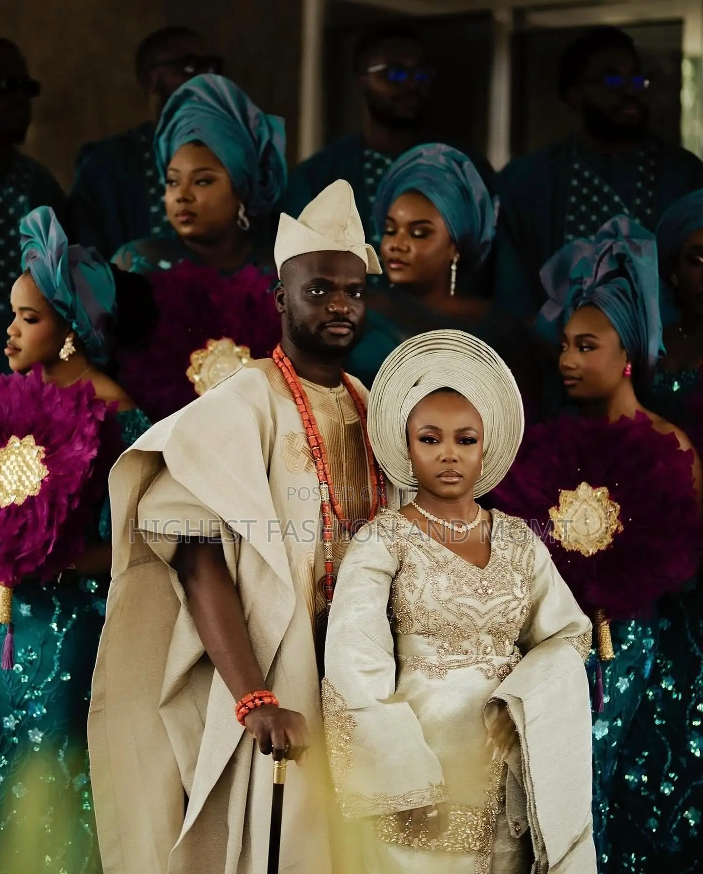 Champagne Gold Lace Gown With Gele Champagne Agbada