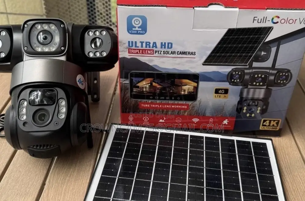 Dome Triple Lens 4G Solar CCTV Camera – Wireless Outdoor PTZ