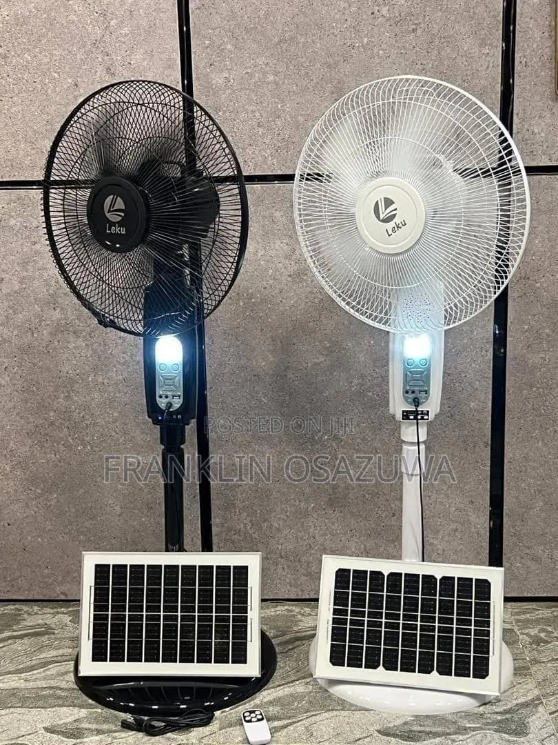 Leku 16 Inches Solar Rechargeable Standing Fan With Solar Panel