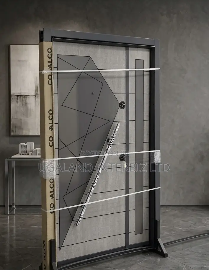 Matt Grey Grid Armoured Door