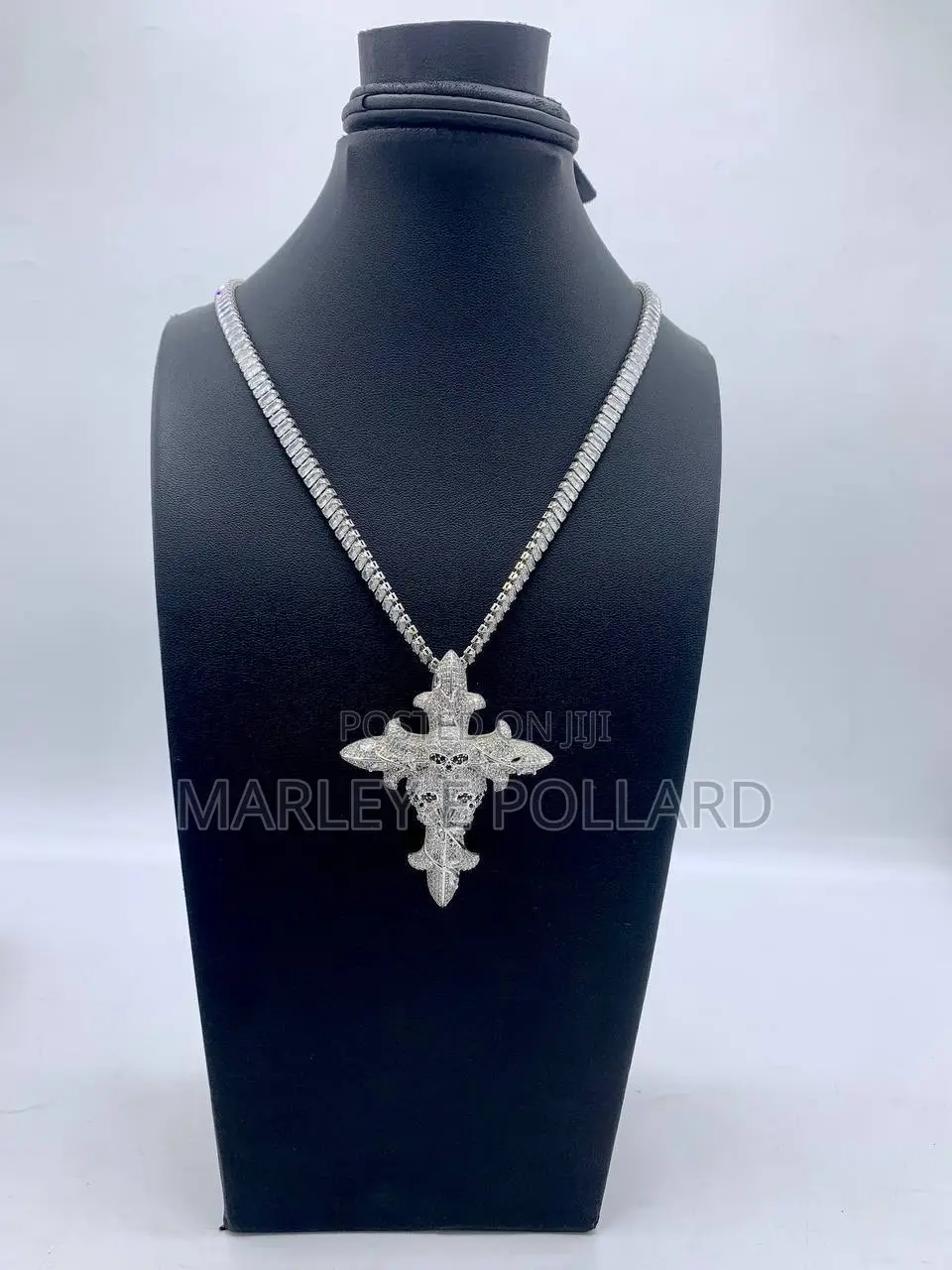 Zirconia Steel Cross Vintage Skull Necklace