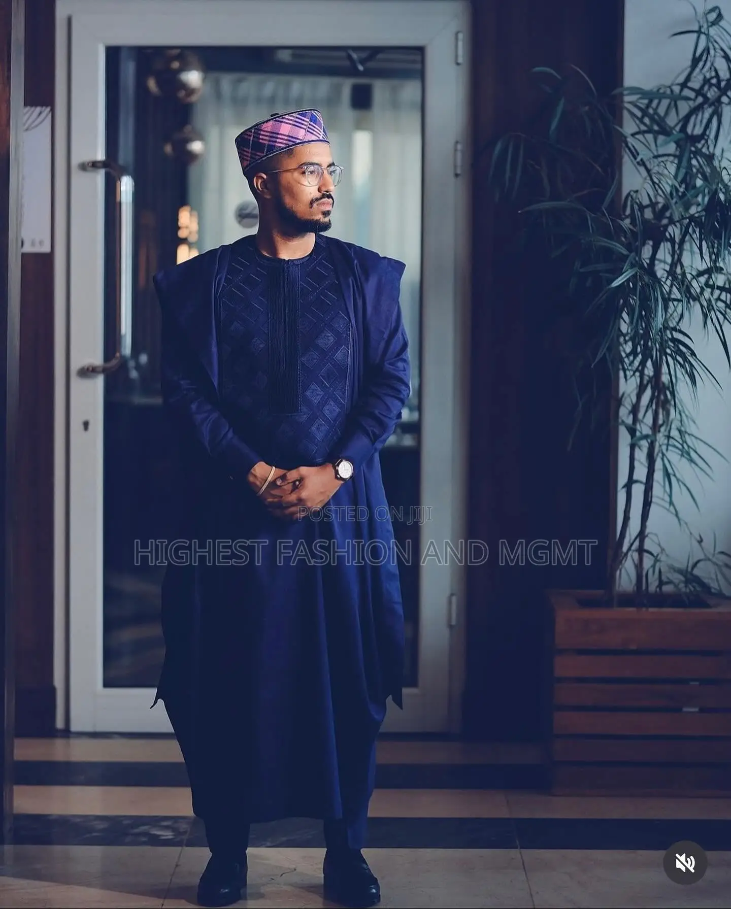 Luxury Indigo Floral Traditional Couple Set