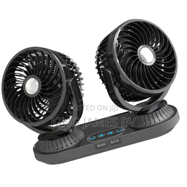 360° Rotating Double Head Vehicle Fan – Smart Car Cooling Accessory