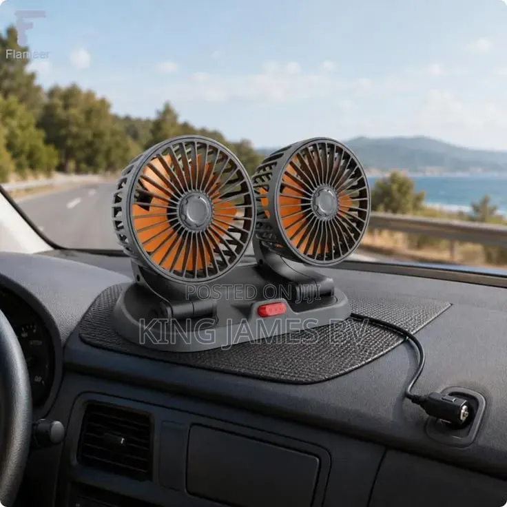 360° Rotating Double Head Vehicle Fan – Smart Car Cooling Accessory